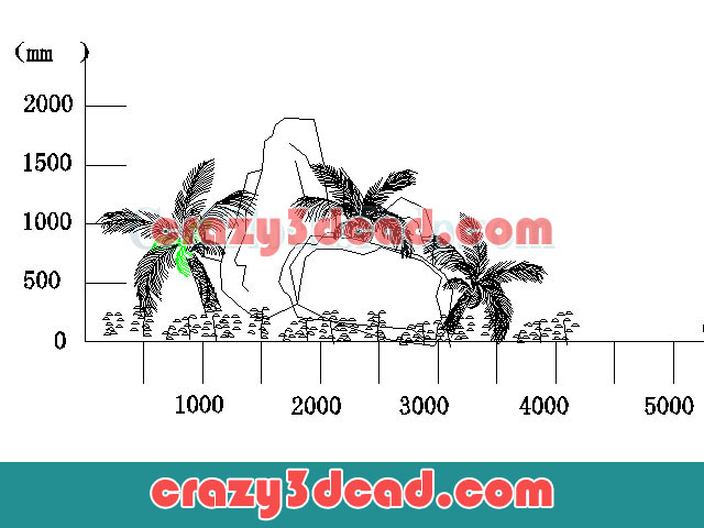 Landscape stone plant CAD elevation